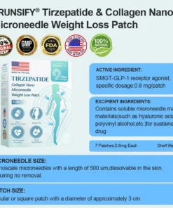 Grunsify® Nano-Microcrystal Patch: Tirzepatide + Collagen Dual Action for Fat Loss, Skin Tightening, and Sugar Control