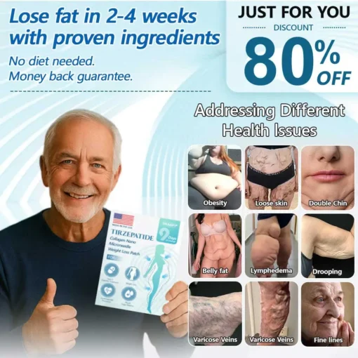 Grunsify® Nano-Microcrystal Patch: Tirzepatide + Collagen Dual Action for Fat Loss, Skin Tightening, and Sugar Control